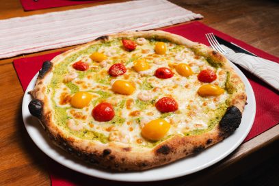 Pizza Gamberi e zucchine Trattoria Volare Zagreb